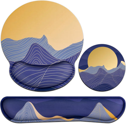 Ergonomic Keyboard Wrist Rest, Mouse Pad with Wrist Rest Anime, Cat Gaming Mousepad with Wrist Support, Memory Foam Wrist Rest Set for Computer Keyboard, Funny Cute Office Desk Accessories