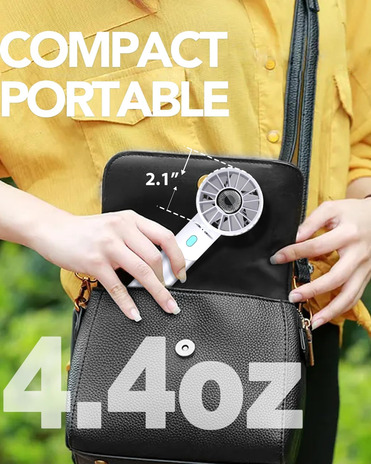 Handheld Fan, Mini Small Portable Turbo Fan, Rechargeable with 4 High Speeds Personal Fans, Max 16H Runtime, For Travel, Office, Outdoor - Silver