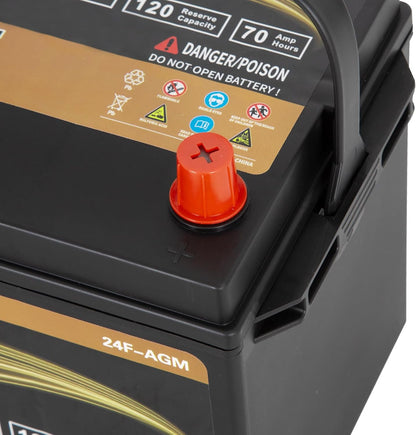 Weize Platinum AGM Battery BCI Group 24F Automotive Battery, 120RC, 710CCA, 36 Months Warranty, Dimensions 10.75" L x 6.81" W x 8.98" H