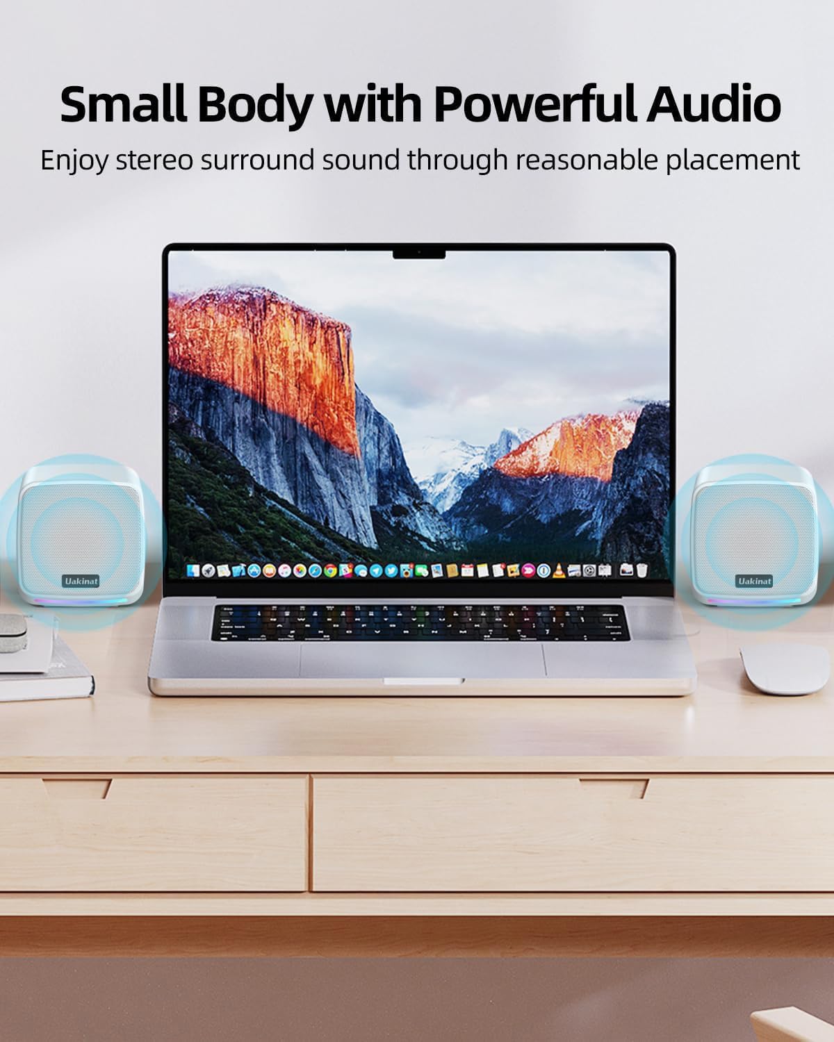 Computer Speakers,Computer Speakers for Desktop PC,Desktop Speakers,USB Powered 3.5mm Aux Speaker for PC,Laptop,Tablet,Phone(White)