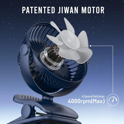 Shinebella AA Battery Powered Clip on Fan with 4-Speed, 5’’ Small Desk Fan with Aroma Function, USB Powered, 360°Rotation, Ultra Quiet, for Golf Cart, Stroller, Bedroom,Car(Batteries Not Included)