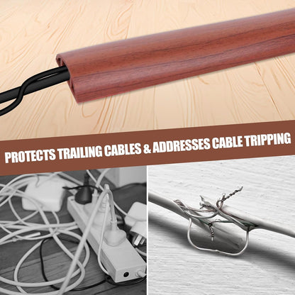 Floor Cord Cover Cavity 0.8"x0.37" Self Adhesive Cord Hider, 3.3FT Low Profile Cable Management, Extension Strip Protector for Wires, Prevent Cable Trips for Offices, Gyms, Exhibitions (Red Teak)
