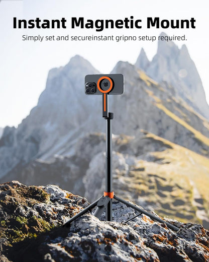 TODI 65" Magnetic Tripod for iPhone with Remote, Selfie Stick for iPhone Magsafe, Cell Phone Tripod Stand for Recording, Travel Tripod Compatible with 16/15/14/13/12 Series