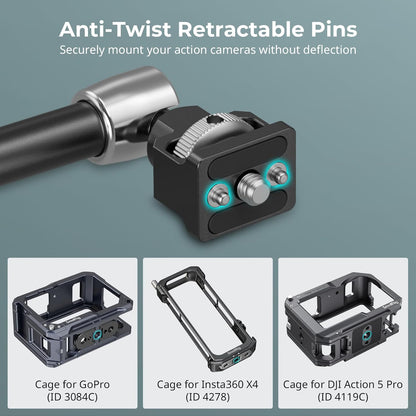 SMALLRIG Magic Arm Crab Claw Clamp, with Anti-Deflection Retractable Pin, 1.5kg Load Capacity for GoPro/for Insta360 / for DJI Action/for DSLR/for Light/for Monitor/for Phone- 5312