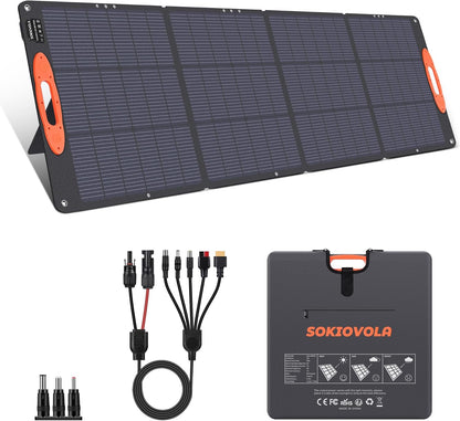 N-Type 16BB 200W Portable Solar Panel for EF/Jackery/Bluetti/Anker Power Station 20V Foldable Solar Panel 25% High Efficiency IP68 Waterproof for Outdoor Trip RV Camping Blackout Off Grid
