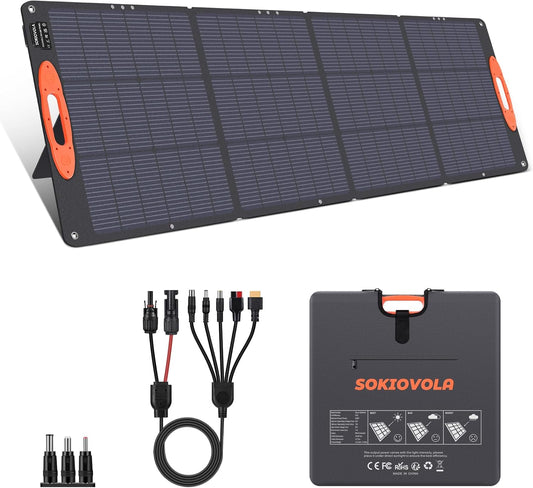 N-Type 16BB 200W Portable Solar Panel for EF/Jackery/Bluetti/Anker Power Station 20V Foldable Solar Panel 25% High Efficiency IP68 Waterproof for Outdoor Trip RV Camping Blackout Off Grid