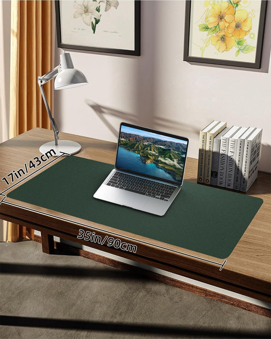 PULeather Non-Slip Desk Mat, Large Mouse Pad & Laptop Desk Pad - Waterproof Writing Pad for Office & Home (Dark Green, 35.4" x 17")