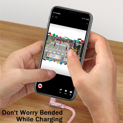 2 Pack 90 Degree iPhone Charger 10Ft Mfi Certified Lightning Cable Right Angle Long Nylon briaded Cord Compatible with Apple iPhone 14 13 12 11 Pro Max XS XR X 8 7 6 5 Plus iPad (Pink)