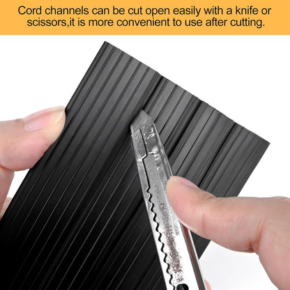 13Ft Cord Cover Heavy Duty Cable Protector 3 Channels Contains Cords Cables and Wires Easy to Unroll-Conceal Wires of Home Office Warehouse Workshop Concerts or Other Outdoors Surround(6.5Ft x 2)