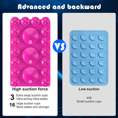 2024 Upgrade 2PCS Silicone Suction Cup Phone Case Adhesive Mount,Adhesive Grip, Sticky Suction Cup Phone Holder & Suction Phone case Holder TikTok & Selfies (Hot Pink, 3+16 Single Sided)