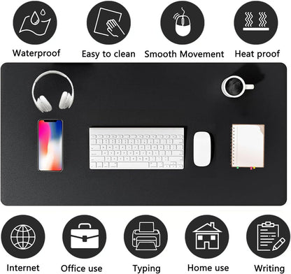 PU Leather Desk Pad Protector Gaming Mouse Pad Non Slip Desk Mat for Keyboard and Mouse Waterproof Desk Writing Pad for Office and Home Desk Accessories(Black, 31.5 * 15.7)