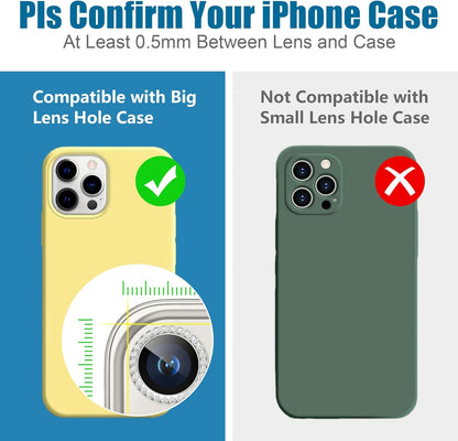 AGVEE 3+3 6 Pack for iPhone 15 Pro 6.1" / 15 Pro Max 6.7" Camera Lens Cover Protector, Bling Diamond & Bling Glitter Metal Ring 9H Tempered HD Glass Camera Cover Protector Film, Bling-Natural