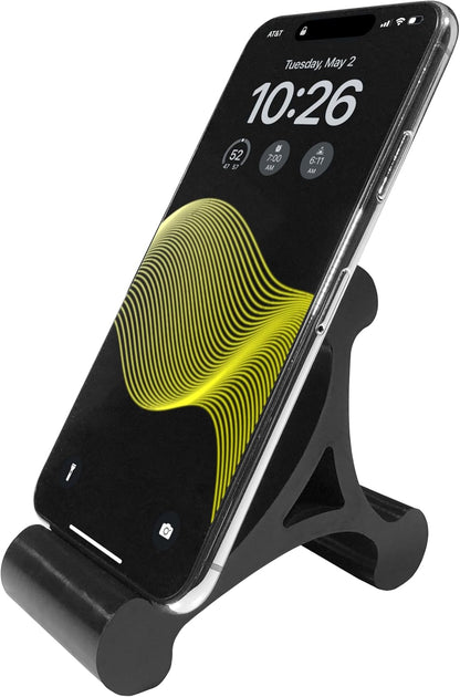 Skalene Phone Stand - 100% Silicone Rubber, Adjustable Phone Holder, Prop, Rest - Desk, Office, Home, Kitchen Accessory (Stealth Black)