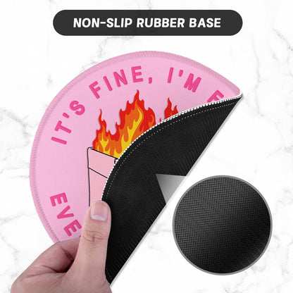 ITNRSIIET Round Mouse Pad with Stitched Edge Premium-Textured Waterproof Non-Slip Rubber Base Desktop Protection Mat Diameter 8.7 inches, Pink Cute Dumpster