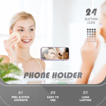 Silicone Phone Sticky Grip, Suction Phone Case Mount for iPhone and Android, Hands-Free Sticky Cell Phone Grip, Mobile Fidget Mirror Holder for Selfies and Videos
