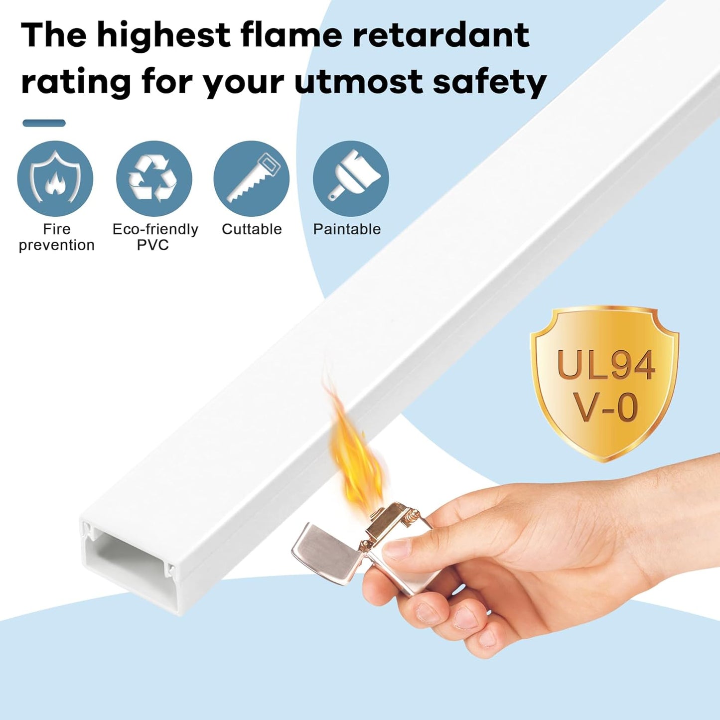 Cord Covers for Wires on Wall Extra-Long, 26.25ft TV Cord Hider Kit, Paintable Cable Management Concealer, White Cord Raceway Channel, 8 x L39in x W0.95in x H0.55in