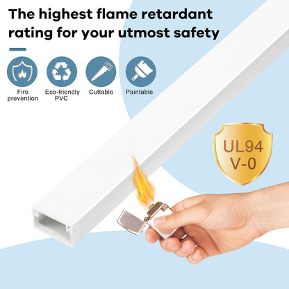 Cord Covers for Wires on Wall Extra-Long, 26.25ft TV Cord Hider Kit, Paintable Cable Management Concealer, White Cord Raceway Channel, 8 x L39in x W0.95in x H0.55in