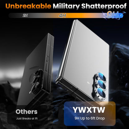 YWXTW for Samsung Galaxy Z Fold 7 Camera Lens Protector, [12X Stronger Adhesion] Individual Anti Scratch Metal Ring Tempered Glass Camera Screen Protector for Z Fold 7 Accessories 2025 (Glitter Silver)