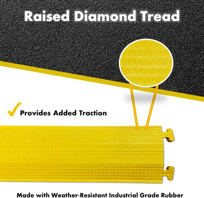 Kable Kontrol Drop Over Floor Cord Cover – 60” Inch Long 1 Channel Cable or Wire Protector – 270 Pcs Bulk Pack - Rubber Ramp for Indoor and Outdoor Use – Yellow