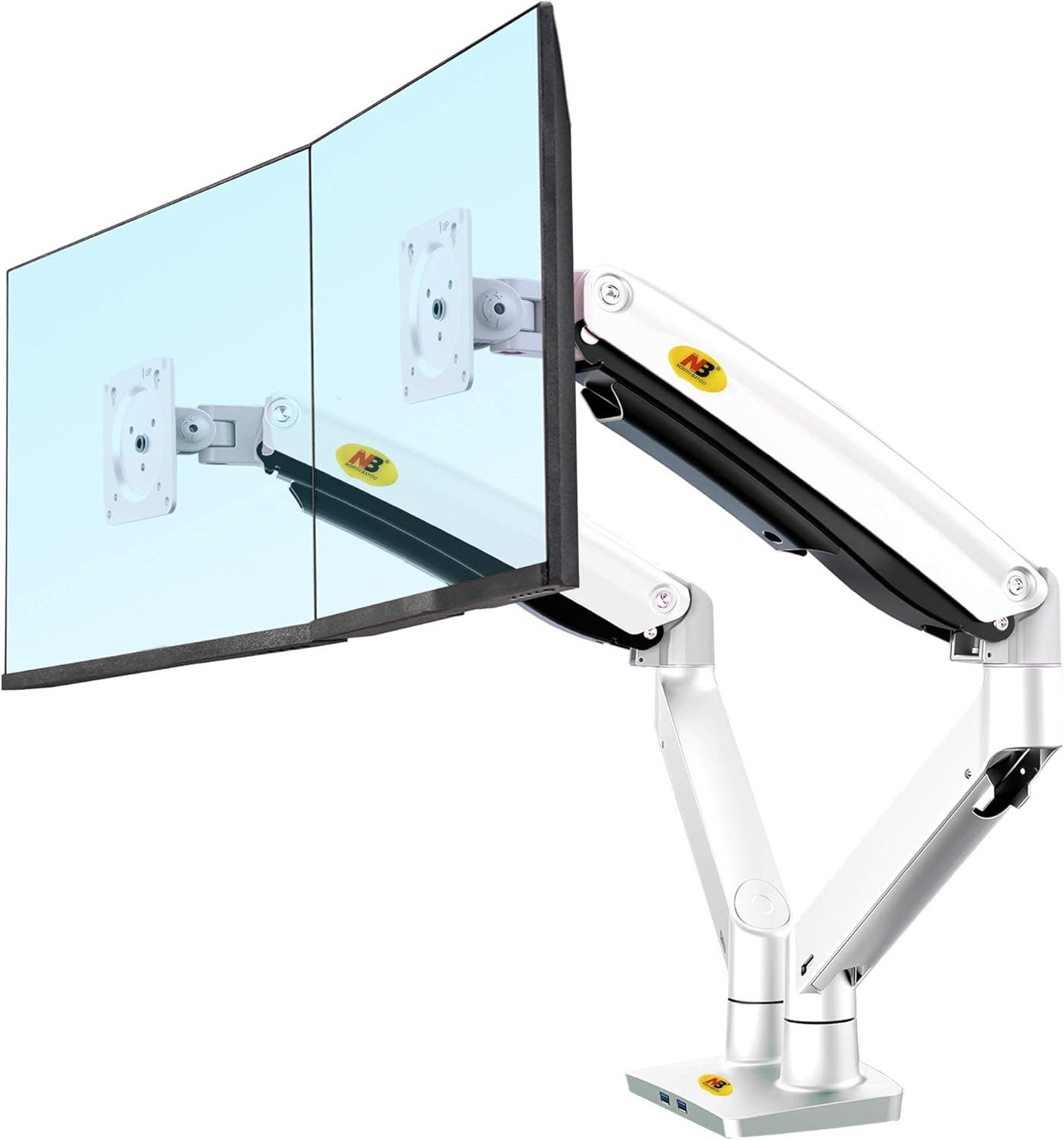 NB North Bayou Dual Monitor Desk Mount Stand Full Motion Swivel Computer Monitor Arm Fits 2 Screens up to 32'' with Load Capacity 6.6~26.4lbs for Each Monitor G75-W