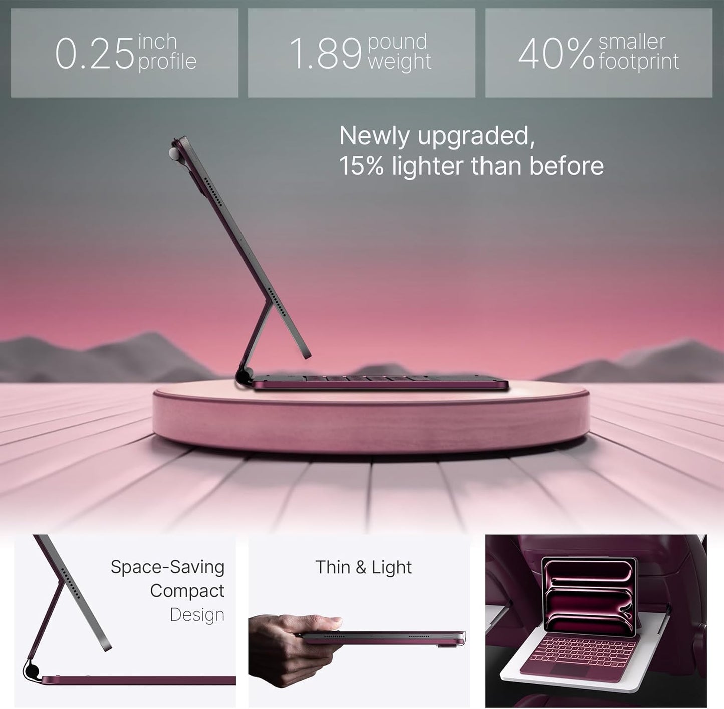 typecase Keyboard Case for iPad Pro 13-inch (M4) 2024,Magic Keyboard with 11 Colors Backlight for iPad Pro 13,Keyboard Case with Pencil Holder,Multi-Touch Trackpad,Easy-Set Magnetic Stand(Raspberry)