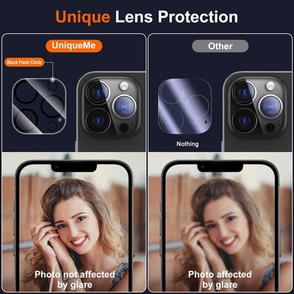 UniqueMe 𝑵𝑬𝑾 𝟮𝟬𝟮𝟮 [ 3 Pack] Compatible with iPhone 12 Pro Max 6.7" Camera Lens Protector Tempered Glass,[Case Friendly][Scratch-Resistant][Does Not Affect Night Shots] -Black Circle