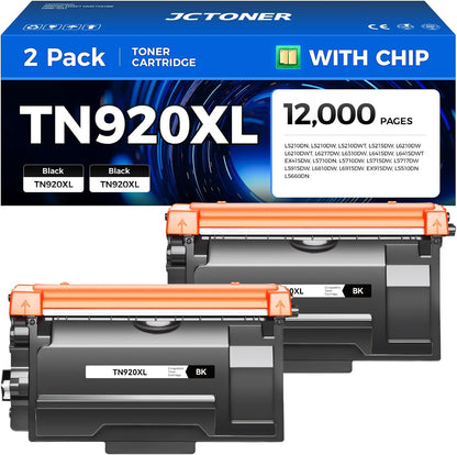 TN920XL Black Toner Cartridge 2-Pack High Yield Compatible for Brother TN920 TN-920XL TN920XXL HL-L6210DW HL-L6210DWT HL-L5210DN HL-L5210DW HL-L5210DWT HL-L6310DW MFC-L5710DW DCP-L5510DN Printer Ink