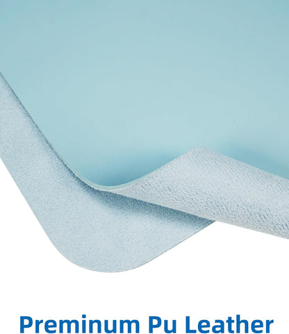 Leather Desk Pad Protector,Mouse Pad,Office Desk Mat, Non-Slip PU Leather Desk Blotter,Large Desk mat,Waterproof Keyboard mat for Office/Home/Decor (Light Blue,55" x 17")