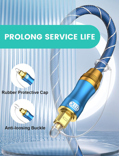 EMK Digital Optical Audio Cable Fiber Optical Toslink Cable SPDIF Audio Cable Male to Male Cord for Home Theater, Sound Bar, TV, PS4, Xbox, PlayStation & More (49Feet/15M)