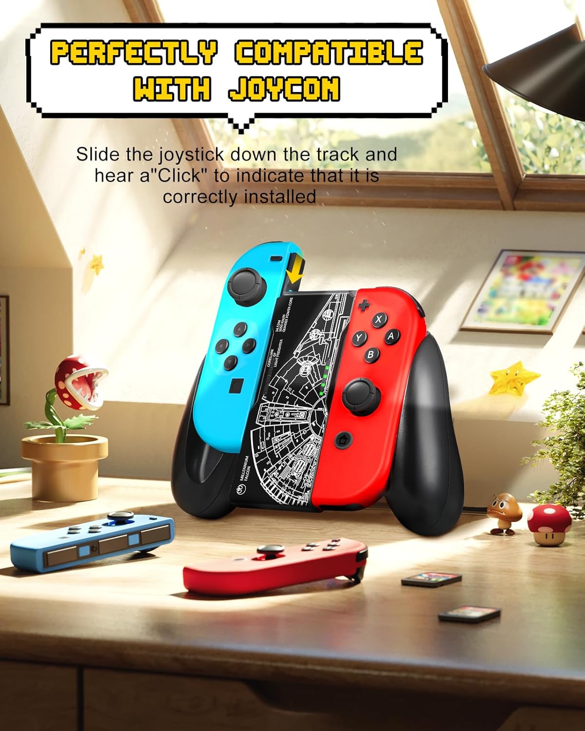 Lotadilo Joy-Con Grip for Nintendo Switch/Switch Oled - JoyCon Comfort Hand Grips Controller for Men Teen Boys Cool Cartoon Anime Design, Gear