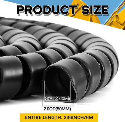 Spiral Wrap Cable Protector, Safe 2.0" Od x 20' Pre Cut Lengths Hydraulic Hose Protector Wrap to Avoid Wear and Extend Life for Hydraulic Pneumatic Hoses