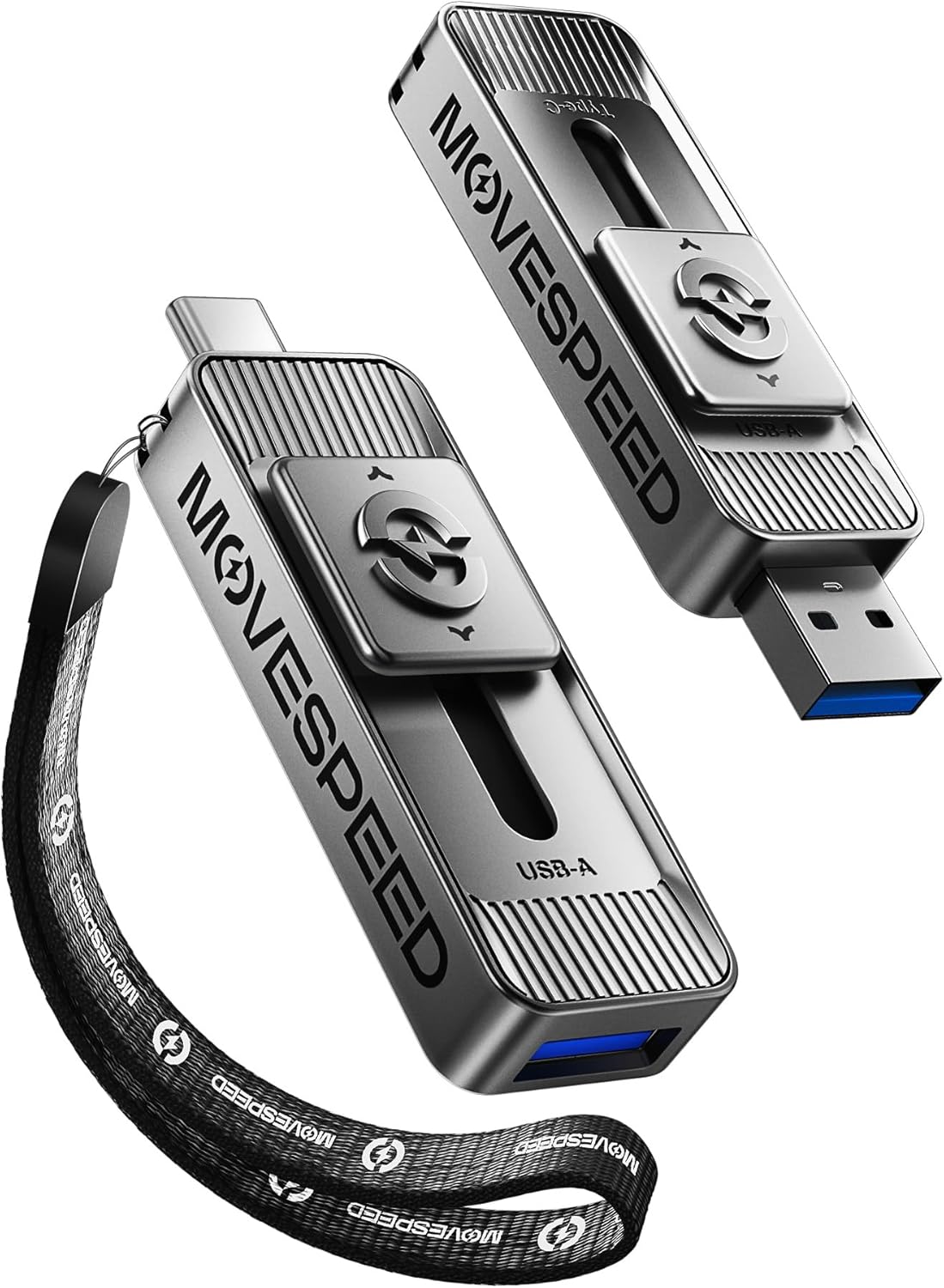 MOVE SPEED 256GB Solid State Drives with Dual Ports & Push-Pull Design — 560MB/s Read Speed, Type C + USB 3.2 Drive Portable ssd for iPhone 15/16/Android/Mac