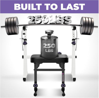 Liquid Stands Portable Heavy Duty Digital Piano Stand & Bench Set - Adjustable Keyboard Music Stand & Seat for 54-88 Key Electric Pianos (White)