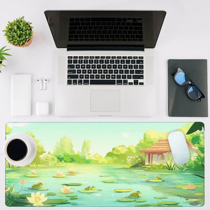 Mouse Pad Large Frog in The Water Non-Slip Game Desk Mat with Stitched Edge Laptop Keyboard Desk Pad for Work Home Gaming (35.4 x 15.7 Inches)