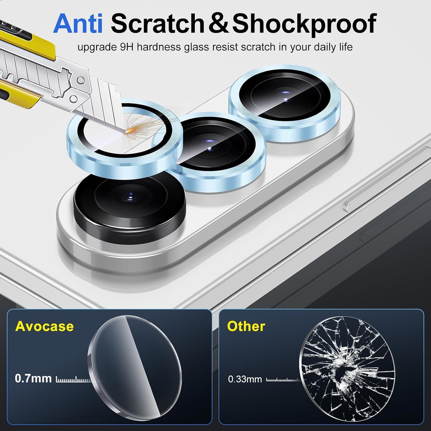 for Samsung Galaxy Z Fold 7 Camera Lens Protector, Individual Metal Ring Tempered Glass Lens Cover, [Strong Adsorption] Scratch Resistant Ultra-Thin HD Clear Lens Cover, 1 Set-Blue
