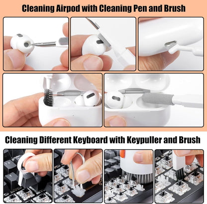 walrfid Laptop Phone Screen Cleaner Kit, Computer Keyboard Brush Cleaning Spray for iPhone AirPods MacBook iPad, 20-in-1 Electronic Device Clean Tool for Camera Earbud Car Screens (White)