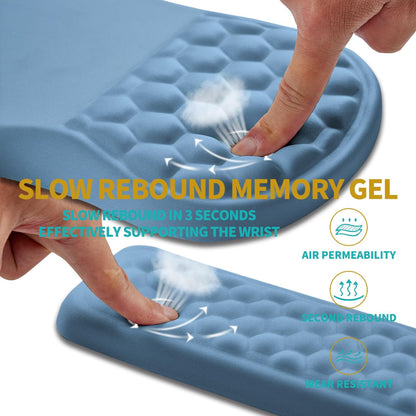 Hokafenle 2 in 1 Ergonomic Mouse Pad Wrist Support & Wrist Rest for Computer Keyboard Set, with Relieve Carpal Tunnel Pain Massage Bulge and Full Memory Gel Design (2In1 Set, Lake Blue)
