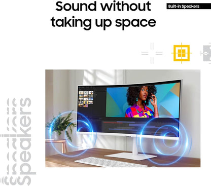 Samsung 34” ViewFinity (S65TC) Series Ultra-WQHD 1000R Curved Computer Monitor, HDR10, 100Hz, AMD FreeSync, Thunderbolt 4, Height Adjustable Stand, Built-in Speakers, Eye Care, LS34C650TANXGO, 2024