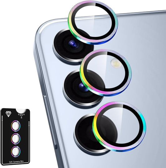 for Samsung Galaxy S25 Camera Lens Protector, Individual Metal Ring Tempered Glass Lens Cover, [Strong Adsorption] Scratch Resistant Ultra-Thin HD Clear Lens Cover, 1 Set-Colorful