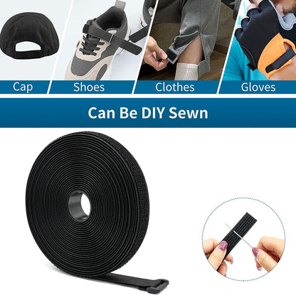 26Ft x 0.8In Adjustable Cable Straps with 30 Buckles, Free Cut Length, Black Reusable Nylon Fastening Cable Ties,Hook and Loop Securing Strap for Cable Tidy Organizer or Storage