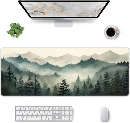 Misty Forest Large Mouse Pad,Gaming Keyboard Desk Pad,Extended Mouse Mat Non-Slip Rubber Base with Stitched Edges for Office Game Home XL 31.5"x11.8"