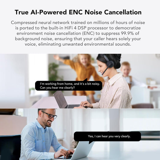 NUROUM HP31S(2nd Gen) Single Ear Wireless Headset with Mic, Bluetooth Headset with Noise Cancelling Microphones, Charging Stand, One Ear, Multi-Point/Mute, 45H Playback for Trucker/Call Center/Office