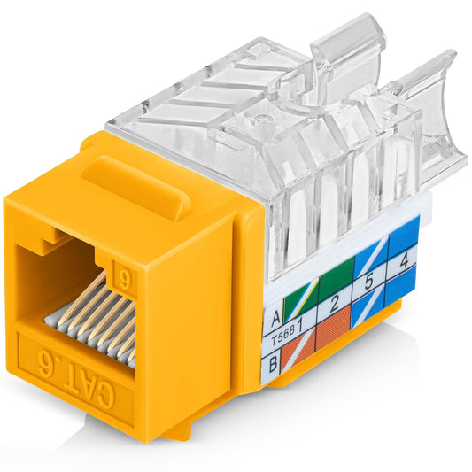Everest 45° Angled RJ45 Cat6 Keystone Jacks 100-Pack in Yellow - Slim Profile Female RJ45 Connectors - Cat 6 Keystone Jack - Compatible with 45° Angled Speed Termination Tool - 45Term (B0BL3GS7ZY)