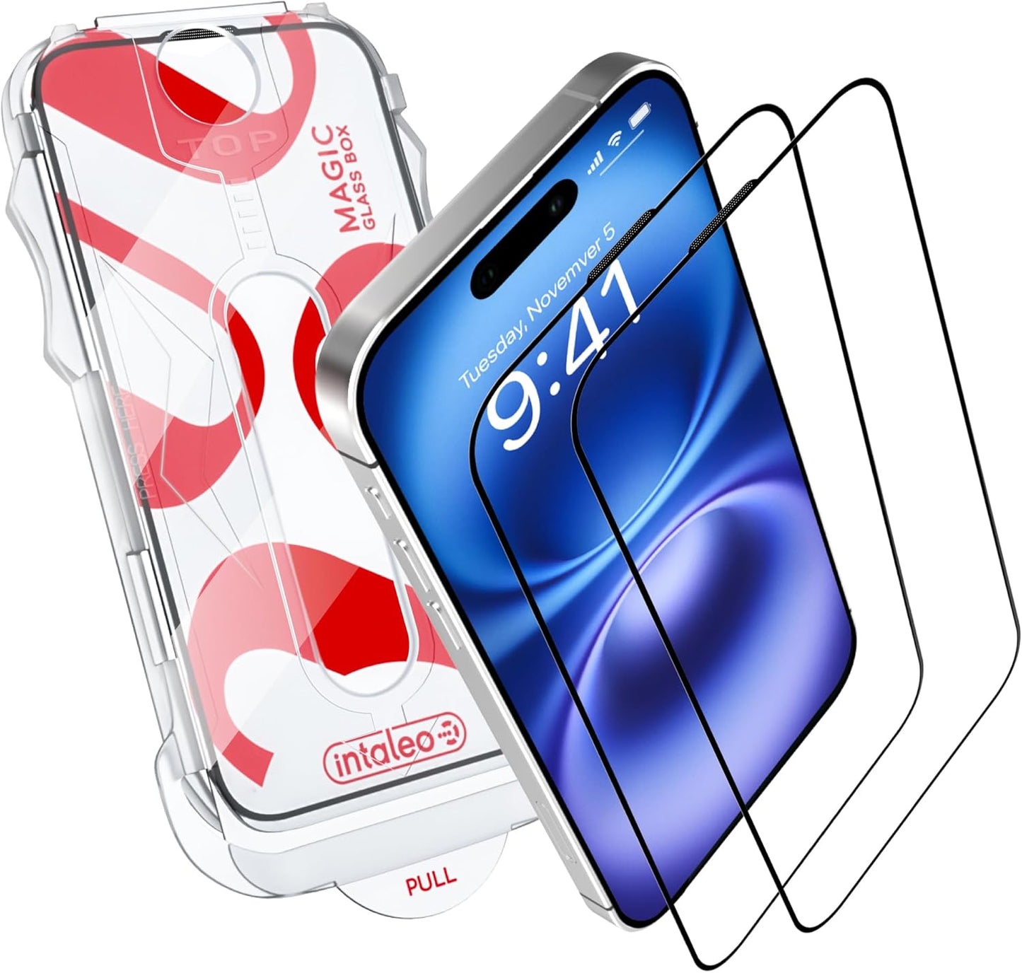 Screen Protector for iPhone 16 Plus – MagicBox Tempered Glass Screen Protectors with 2 Applicators and iPhone 16 Plus Accessories - Edge-to-Edge Protection, 9H Hardness, Oleophobic Coating