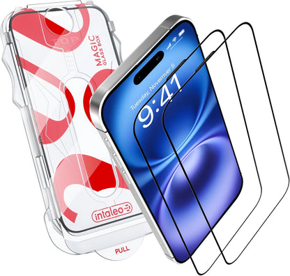 Screen Protector for iPhone 16 Plus – MagicBox Tempered Glass Screen Protectors with 2 Applicators and iPhone 16 Plus Accessories - Edge-to-Edge Protection, 9H Hardness, Oleophobic Coating
