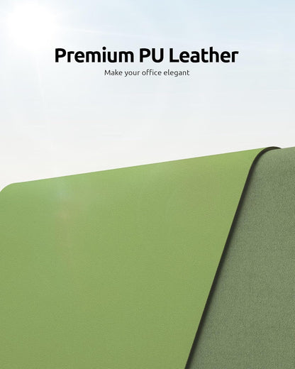 YSAGi Leather Desk Protector, Office Mat, Large Mouse Mat, Non-Slip PU Leather Blotter, Laptop Desk Pad, Waterproof Writing Pad for Office and Home (Leaf Green, 35.4" x 17")