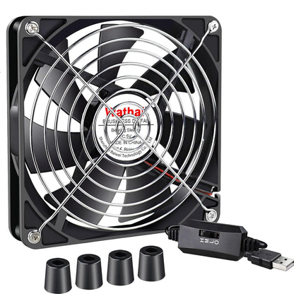 Wathai 140mm x 25mm USB Cooliing Fan 5V with Speed Control for Computer Case Receiver DVR PlayStation Xbox PS4 Router Cabinet Cooling