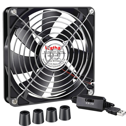 Wathai 140mm x 25mm USB Cooliing Fan 5V with Speed Control for Computer Case Receiver DVR PlayStation Xbox PS4 Router Cabinet Cooling