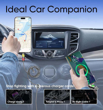 MAGIC JOHN 240W 4 in 1 Charging Cable, 4FT USB C to Lightning Cable [MFi Certified], Chubby USB A/C to C/Lightning with Light for iPhone/MacBook/iPad/Samsung/Switch 2, Multi Chargers for All Devices