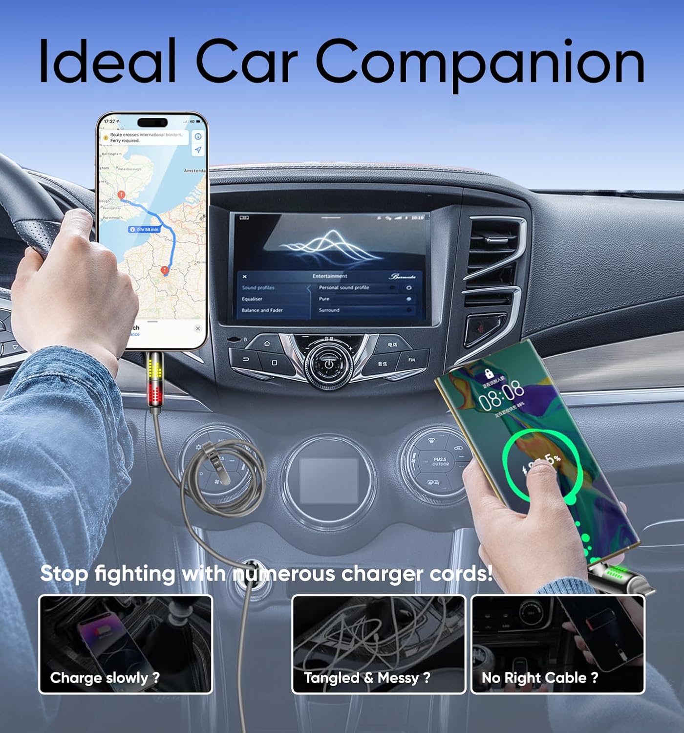 MAGIC JOHN 240W 4 in 1 Charging Cable, 6.6FT USB C to Lightning Cable [MFi Certified], Chubby USB A/C to C/Lightning with Light for iPhone/MacBook/iPad/Samsung/Switch 2, Multi Chargers for All Devices